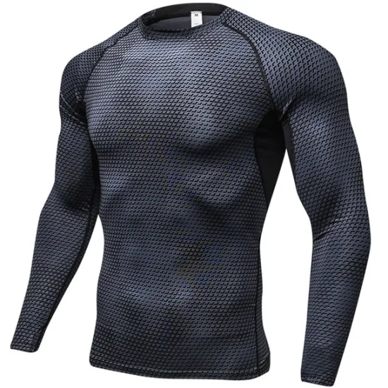 New OUKU Men's Compression Shirt Running Shirt Long Sleeve Tee Tshirt Athletic Spandex Quick Dry Breathability Lightweight Stretchy Fitness Gym Workout Running Sportswear Activewear Snakeskin White Red Blue