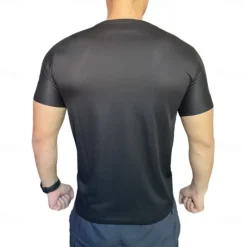 Online OUKU Men's Compression Tops Sports T-Shirt Crewneck Short Sleeves Athleisure Sports Casual Daily Moisture Wicking Soft Letter Lake Blue Black Activewear Casual / Sporty