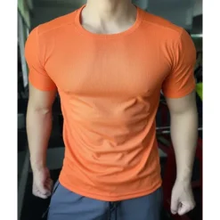 Online OUKU Men's Compression Tops Sports T-Shirt Crewneck Short Sleeves Athleisure Sports Casual Daily Moisture Wicking Soft Letter Lake Blue Black Activewear Casual / Sporty