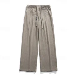 OUKU Men's Corduroy Pants Trousers Casual Pants Drawstring Elastic Waist Straight Leg Plain Comfort Warm Full Length Outdoor Casual Daily Sports Fashion Dark Brown Black