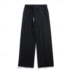 Online OUKU Men's Corduroy Pants Trousers Casual Pants Drawstring Elastic Waist Straight Leg Plain Comfort Warm Full Length Outdoor Casual Daily Sports Fashion Black Coffee