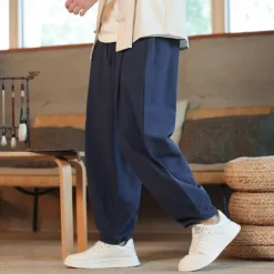 Outlet OUKU Men's Corduroy Pants Trousers Casual Shorts Pocket Drawstring Elastic Waist Plain Comfort Sports Outdoor Daily Fashion Casual Black Navy Blue Micro-elastic