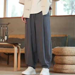 Outlet OUKU Men's Corduroy Pants Trousers Casual Shorts Pocket Drawstring Elastic Waist Plain Comfort Sports Outdoor Daily Fashion Casual Black Navy Blue Micro-elastic