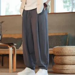 Outlet OUKU Men's Corduroy Pants Trousers Casual Shorts Pocket Drawstring Elastic Waist Plain Comfort Sports Outdoor Daily Fashion Casual Black Navy Blue Micro-elastic