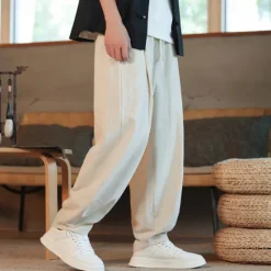 Outlet OUKU Men's Corduroy Pants Trousers Casual Shorts Pocket Drawstring Elastic Waist Plain Comfort Sports Outdoor Daily Fashion Casual Black Navy Blue Micro-elastic