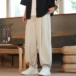 Outlet OUKU Men's Corduroy Pants Trousers Casual Shorts Pocket Drawstring Elastic Waist Plain Comfort Sports Outdoor Daily Fashion Casual Black Navy Blue Micro-elastic