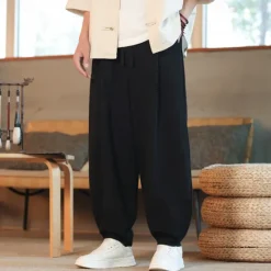 Outlet OUKU Men's Corduroy Pants Trousers Casual Shorts Pocket Drawstring Elastic Waist Plain Comfort Sports Outdoor Daily Fashion Casual Black Navy Blue Micro-elastic
