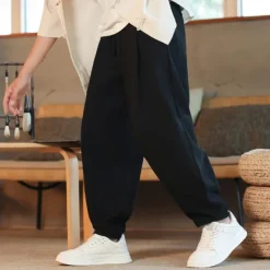 Outlet OUKU Men's Corduroy Pants Trousers Casual Shorts Pocket Drawstring Elastic Waist Plain Comfort Sports Outdoor Daily Fashion Casual Black Navy Blue Micro-elastic