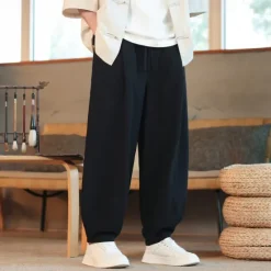 Outlet OUKU Men's Corduroy Pants Trousers Casual Shorts Pocket Drawstring Elastic Waist Plain Comfort Sports Outdoor Daily Fashion Casual Black Navy Blue Micro-elastic
