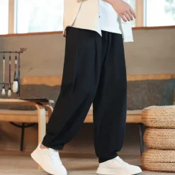 Outlet OUKU Men's Corduroy Pants Trousers Casual Shorts Pocket Drawstring Elastic Waist Plain Comfort Sports Outdoor Daily Fashion Casual Black Navy Blue Micro-elastic
