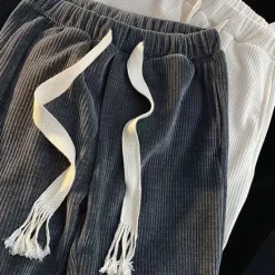 New OUKU Men's Corduroy Pants Winter Pants Trousers Drawstring Elastic Waist Straight Leg Solid Color Comfort Warm Casual Daily Streetwear Sports Fashion Black Apricot Micro-elastic