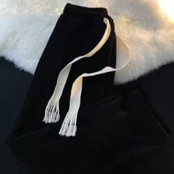 New OUKU Men's Corduroy Pants Winter Pants Trousers Drawstring Elastic Waist Straight Leg Solid Color Comfort Warm Casual Daily Streetwear Sports Fashion Black Apricot Micro-elastic