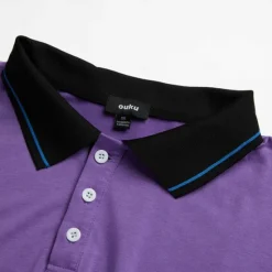 Clearance OUKU Men's Cotton Blend Polo Shirt Golf Shirt Casual Holiday Lapel Short Sleeve Fashion Basic Color Block Patchwork Pocket Summer Regular Fit Dark Grey Purple Cotton Blend Polo Shirt
