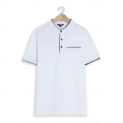New OUKU Men's Cotton Blend Polo Shirt Golf Shirt Street Casual Stand Collar Banded Collar Short Sleeve Fashion Basic Plain Classic Summer Regular Fit Navy Black White Red Cotton Blend Polo Shirt