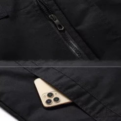 OUKU Men's Cotton Embroidered Military Jacket Cargo Jacket with Shoulder Straps Long Sleeve Standing Collar Multi-Pockets Coat Trucker Jacket Faith Letter Print Tactical Outerwear