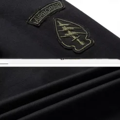 OUKU Men's Cotton Embroidered Military Jacket Cargo Jacket with Shoulder Straps Long Sleeve Standing Collar Multi-Pockets Coat Trucker Jacket Faith Letter Print Tactical Outerwear