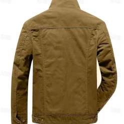 Outlet OUKU Men's Cotton Embroidered Military Jacket Cargo Jacket with Shoulder Straps Long Sleeve Standing Collar Multi-Pockets Coat Trucker Jacket Christmas Reindeer Print Tactical Outerwear
