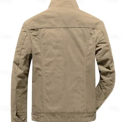 Discount OUKU Men's Cotton Embroidered Military Jacket Cargo Jacket with Shoulder Straps Long Sleeve Standing Collar Multi-Pockets Coat Trucker Jacket Bat Print Tactical Outerwear