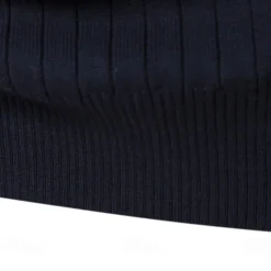 Clearance OUKU Men's Cotton Knit Vertical Stripes Half Zip Knitwear Elegant Christmas Gifts Home Clothing Apparel Fall Winter Black Navy Blue S M L