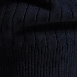 Clearance OUKU Men's Cotton Knit Vertical Stripes Half Zip Knitwear Elegant Christmas Gifts Home Clothing Apparel Fall Winter Black Navy Blue S M L