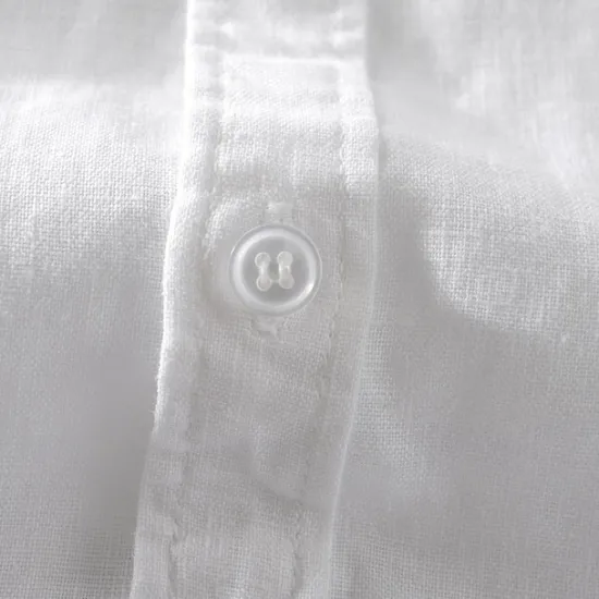 Sale OUKU Men's Cotton Linen Shirt Plain Vacation White Sky Blue Dark Blue Apricot Short Sleeve Grandad Summer Clothing Apparel