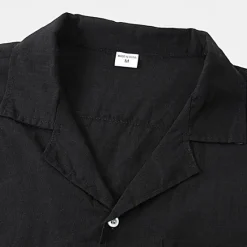 Discount OUKU Men's Cotton Linen Shirt White Cotton Shirt Summer Shirt Casual Shirt Cuban Collar Shirt Plain Vacation Curise Black White Navy Blue Khaki Short Sleeve Lapel Spring & Summer Clothing Apparel Pocket