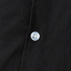 Discount OUKU Men's Cotton Linen Shirt White Cotton Shirt Summer Shirt Casual Shirt Cuban Collar Shirt Plain Vacation Curise Black White Navy Blue Khaki Short Sleeve Lapel Spring & Summer Clothing Apparel Pocket