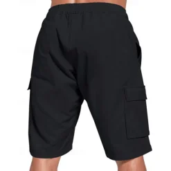 Online OUKU Men's Cotton Linen Shorts Cargo Shorts Shorts Summer Shorts Drawstring Elastic Waist Multi Pocket Plain Comfort Wearable Knee Length Outdoor Sport Daily Fashion Casual Black White Micro-elastic