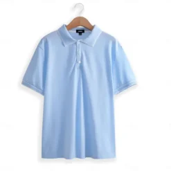 Discount OUKU Men's Cotton Polo Shirt Golf Shirt Work Business Ribbed Polo Collar Classic Short Sleeve Basic Modern Solid Color Patchwork Buttons Spring & Summer Regular Fit Dark Grey Black Burgundy Navy Blue