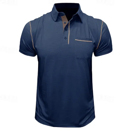 Clearance OUKU Men's Cotton Polo Shirt Golf Shirt Work Casual Lapel Short Sleeve Basic Modern Color Block Patchwork Button Spring & Summer Regular Fit Army Green Lake blue Forest Green Black White Burgundy Cotton