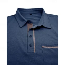 Clearance OUKU Men's Cotton Polo Shirt Golf Shirt Work Casual Lapel Short Sleeve Basic Modern Color Block Patchwork Button Spring & Summer Regular Fit Army Green Lake blue Forest Green Black White Burgundy Cotton