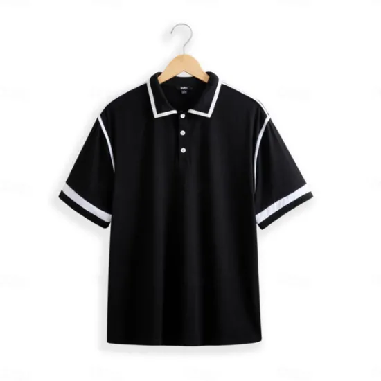 New OUKU Men's Cotton Polo Shirt Golf Polos Shirts Work Casual Lapel Ribbed Polo Collar Short Sleeve Basic Modern Color Block Patchwork Buttons Spring & Summer Regular Fit Navy-blue Wine Black Cotton Polo