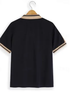 OUKU Men's Cotton Polo Shirt Golf Shirt Business Lapel Short Sleeve Fashion Basic Color Block Patchwork Embroidered Summer claret Black Green ash-colored Deep Blue Light Blue Cotton Polo Shirt