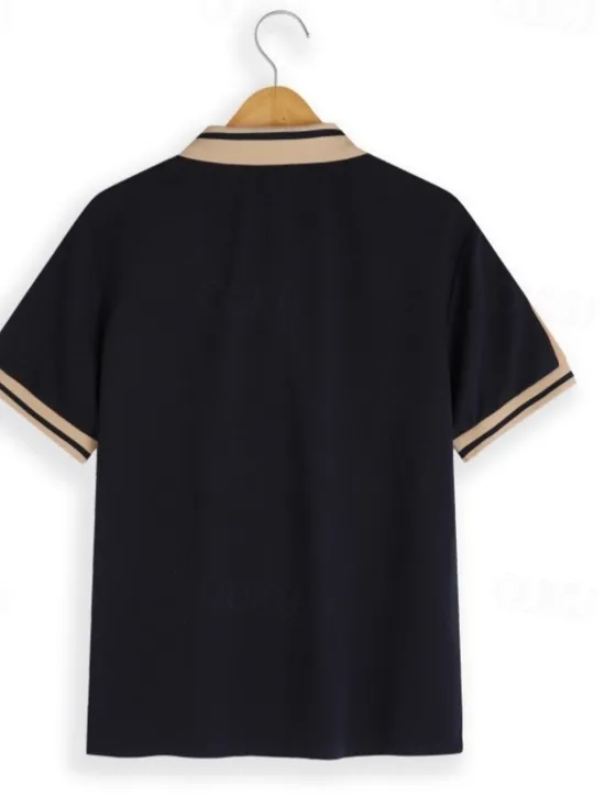 OUKU Men's Cotton Polo Shirt Golf Shirt Business Lapel Short Sleeve Fashion Basic Color Block Patchwork Embroidered Summer claret Black Green ash-colored Deep Blue Light Blue Cotton Polo Shirt