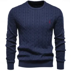 Hot OUKU Men's Cotton Pullover Sweater Jumper Knit Embroidery Deer Crew Neck Knitwear Elegant Christmas Outdoor Clothing Apparel Fall Winter Black White S M L