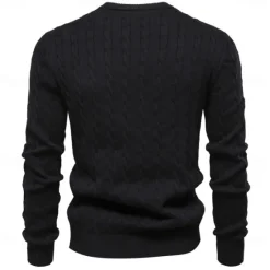 Hot OUKU Men's Cotton Pullover Sweater Jumper Knit Embroidery Deer Crew Neck Knitwear Elegant Christmas Outdoor Clothing Apparel Fall Winter Black White S M L