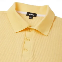 Outlet OUKU Men's Cotton Waffle Polo Shirts Golf Shirt Casual Holiday Lapel Ribbed Polo Collar Short Sleeve Fashion Basic Plain Buttons Soft Summer Spring Regular Fit White Yellow Green Gray Waffle Polo