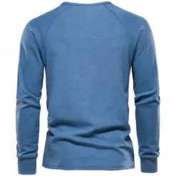 Sale OUKU Men's Cotton Waffle Shirt Henley School Training Long Sleeve Button Clothing Apparel Elegant Warm Active Vintage