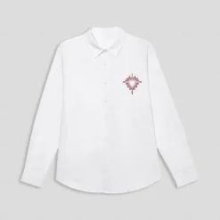 OUKU Men's Couples' Cotton Linen Shirt Valentines Day Shirt Heart Outdoor Vacation Long Sleeve Turndown Summer Spring Clothing Apparel White