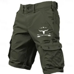 Hot OUKU Men's Cow Arrow Cargo Shorts Mid Waist Sports Fashion Designer Outdoor Sports Outdoor Casual Multi Pocket Designer Clothing Apparel