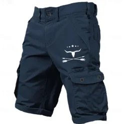 Hot OUKU Men's Cow Arrow Cargo Shorts Mid Waist Sports Fashion Designer Outdoor Sports Outdoor Casual Multi Pocket Designer Clothing Apparel