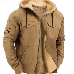 Clearance OUKU Men's Cow Fleece Hoodie Hoodies Fashion Cool Long Sleeve Hooded Holiday Streetwear Blue Brown Zipper Pocket Fall Winter Designer