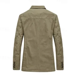 Discount OUKU Men's Cow Print Cotton Suit Jacket Suits Coat Blazer Casual Outdoor Dailywear Multiple Pockets Three Button Stripe Lined Suit Jacket Fall Winter Notch lapel collar Long Sleeve Black khaki Army Green