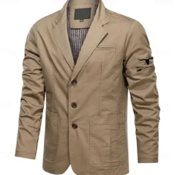 Clearance OUKU Men's Cow Print Cotton Suit Jacket Suits Coat Blazer Casual Outdoor Dailywear Long Sleeve Notch Lapel Collar Outwear Pockets Button Down Stripe Lined Suit Jacket Fall Winter Black khaki Army Green