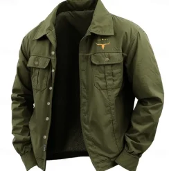 Sale OUKU Men's Cow Print Shirt Work Shirt Western Shirt Long Sleeve Casual Sports & Outdoor Going out Fall Winter Turndown Button-Down Black Army Green Khaki