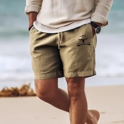 Best OUKU Men's Cow Shorts Summer Shorts Beach Shorts Mid Waist Hawaiian Casual Outdoor Holiday Going out Drawstring Elastic Waist Print Designer Clothing Apparel