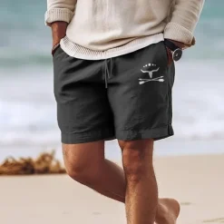 Best OUKU Men's Cow Shorts Summer Shorts Beach Shorts Mid Waist Hawaiian Casual Outdoor Holiday Going out Drawstring Elastic Waist Print Designer Clothing Apparel
