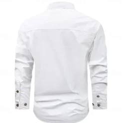 Hot OUKU Men's Cow Work Shirt Western Shirt Cargo Shirt Long Sleeve Casual Tactical Sports & Outdoor Going out Winter Spring & Fall Turndown Print Black White Khaki