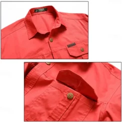Best OUKU Men's Cow Work Shirt Western Shirt Cargo Shirt Long Sleeve Casual Tactical Sports & Outdoor Going out Winter Spring & Fall Turndown Print Black off-white Khaki