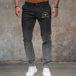 New OUKU Men's Cowboy Dress Pants Mid Waist Business Casual Formal Outdoor Dailywear Zipper Pocket Summer Spring Fall 3D Print Black Dark Blue